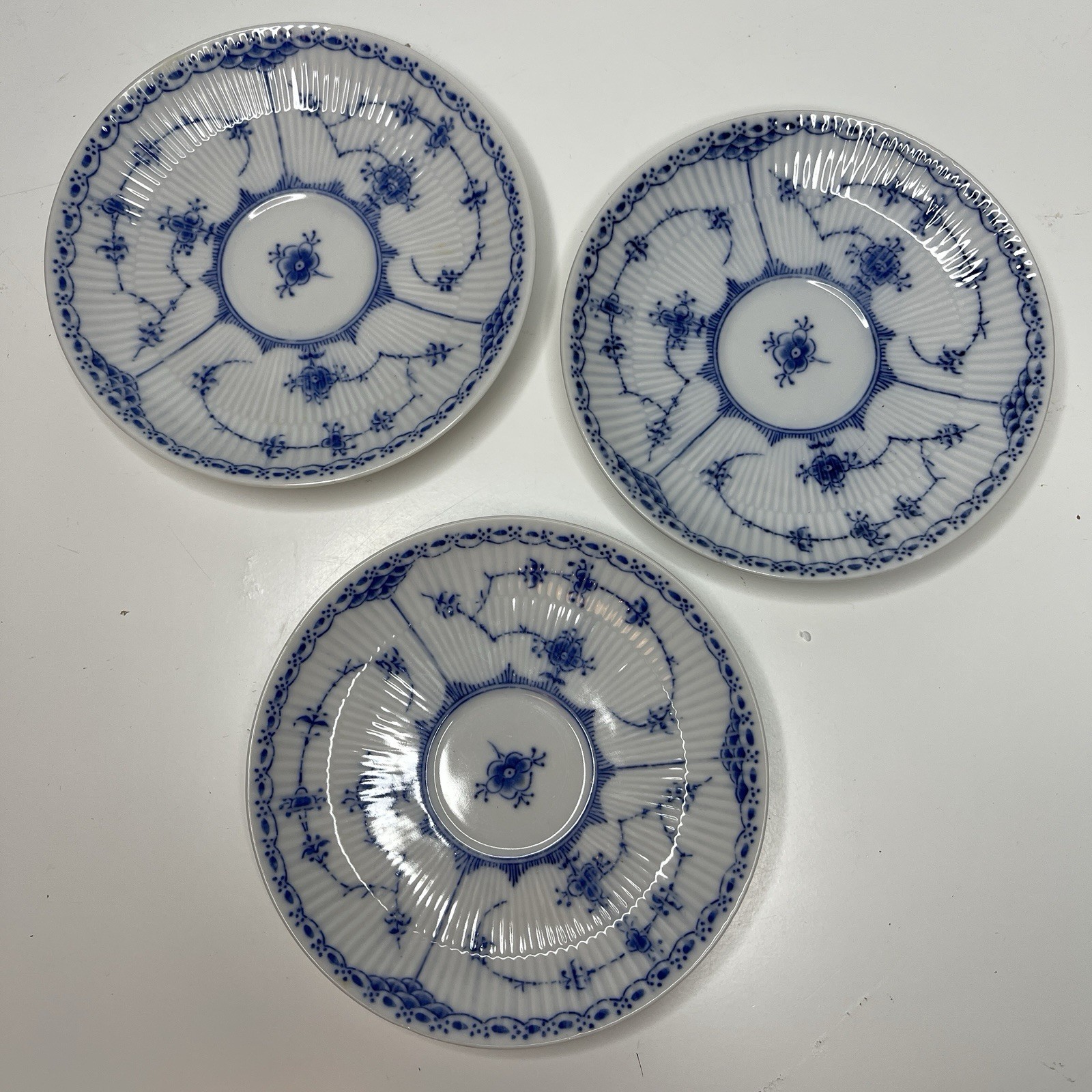 Blue Fjord Lipper & Mann Japan Blue & White 9 Pc Lot Salad Saucer Bread Plates