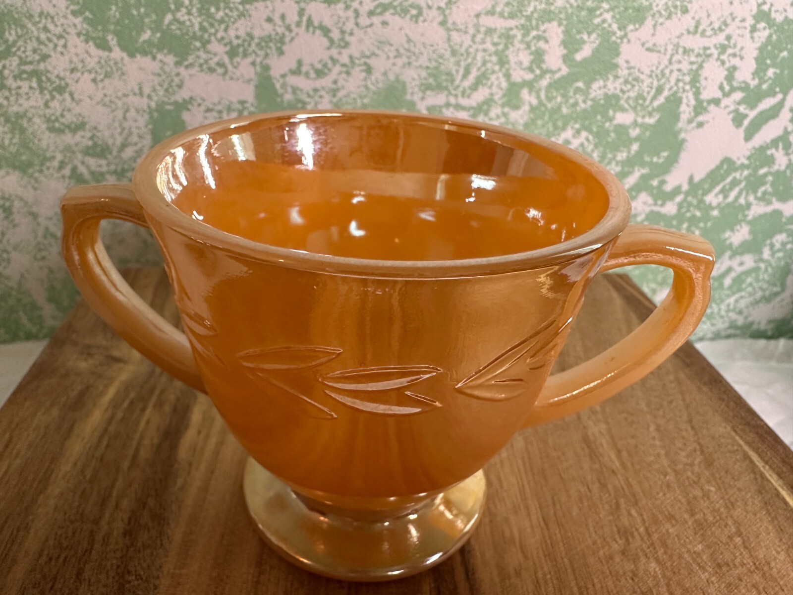 Vintage Anchor Hocking Fire King Peach Lustre Creamer and Sugar Set No Saucer