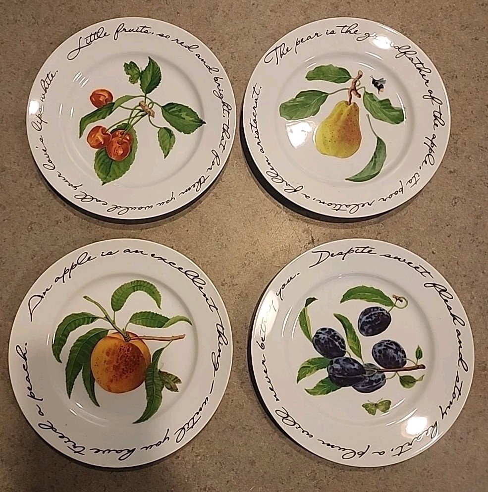 WIlliams-Sonoma Orchard Suite Japan 7 7/8″ Accent Salad Plate Set Of 4 Fruit