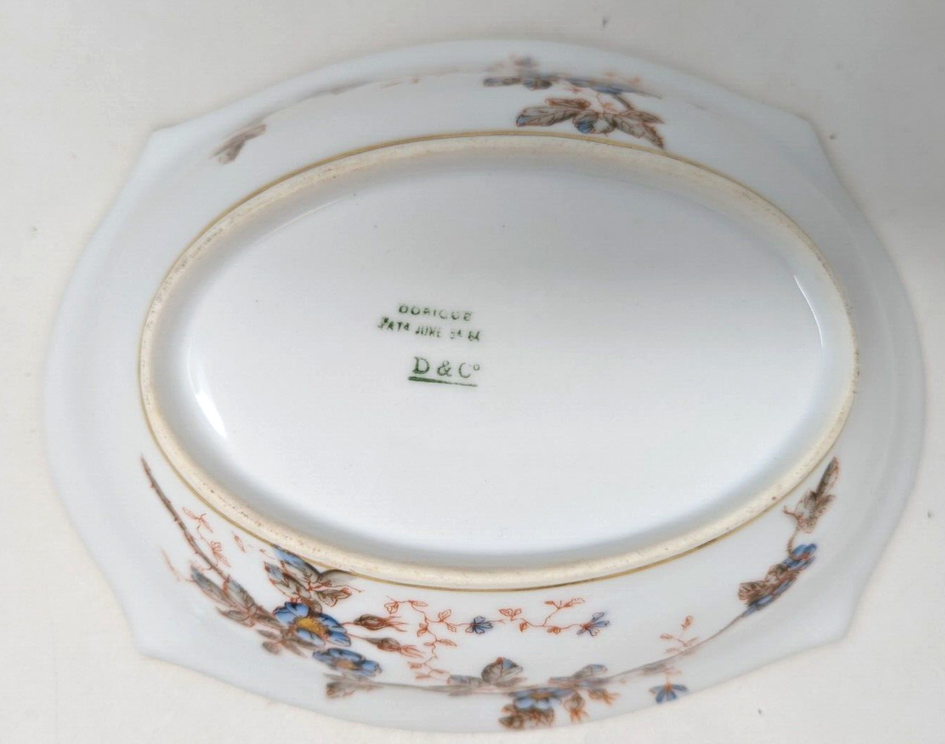 VTG D&C Delinieres Limoges Dorique Blue Blossom Vegetable Serving Bowl Dish KP21
