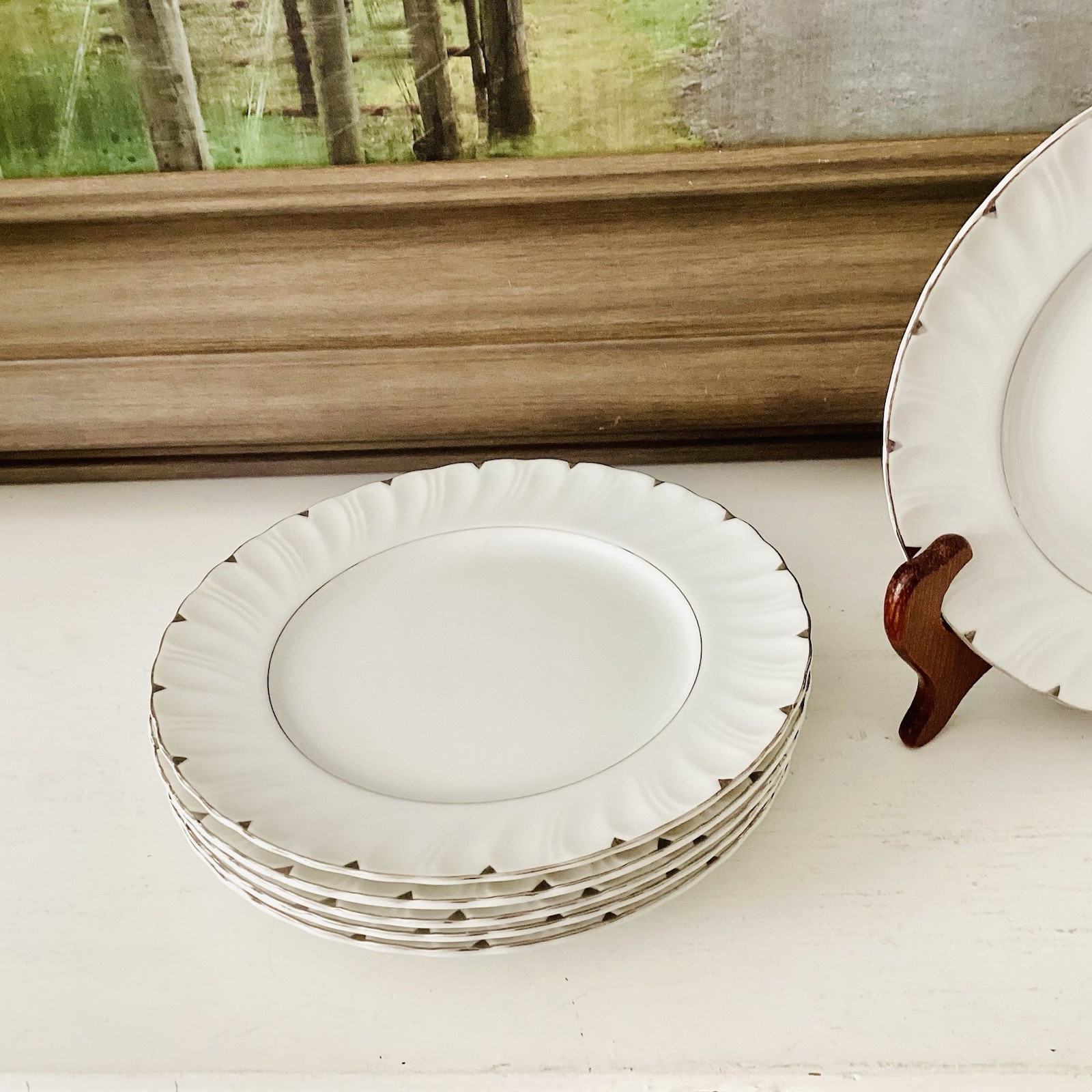 Harmony House Fine China Heirloom 7” Salad Plates 3512 Set of 6 Japan Platinum