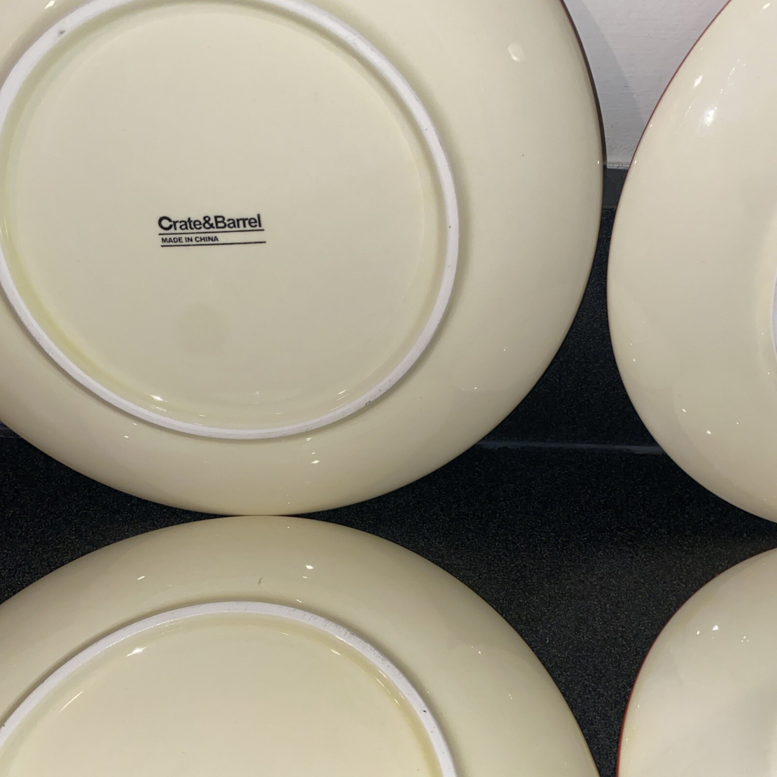 4 Salad Plates 8 in. Crate & Barrell Pomegranate Wreath Holiday