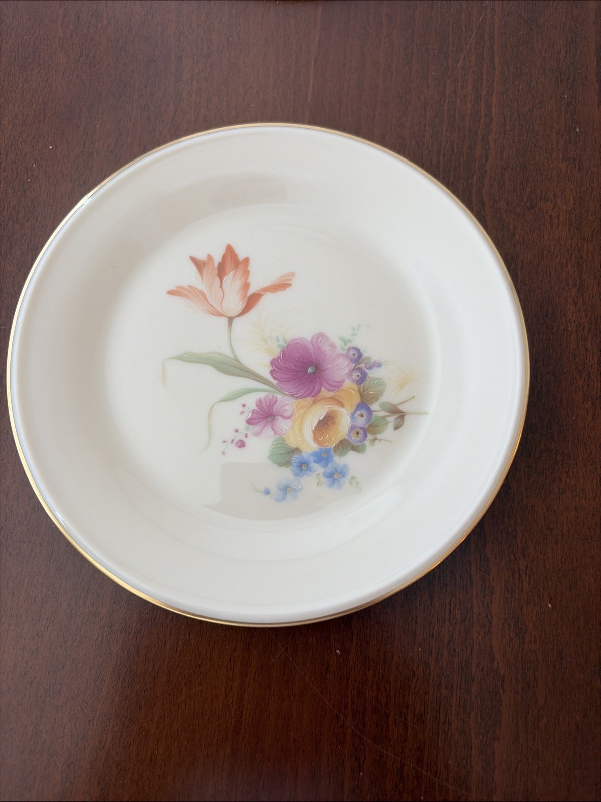 Lenox Special 6 1/4” Pastel Floral Gold Rimmed Bread & Butter Plates – Set of 8