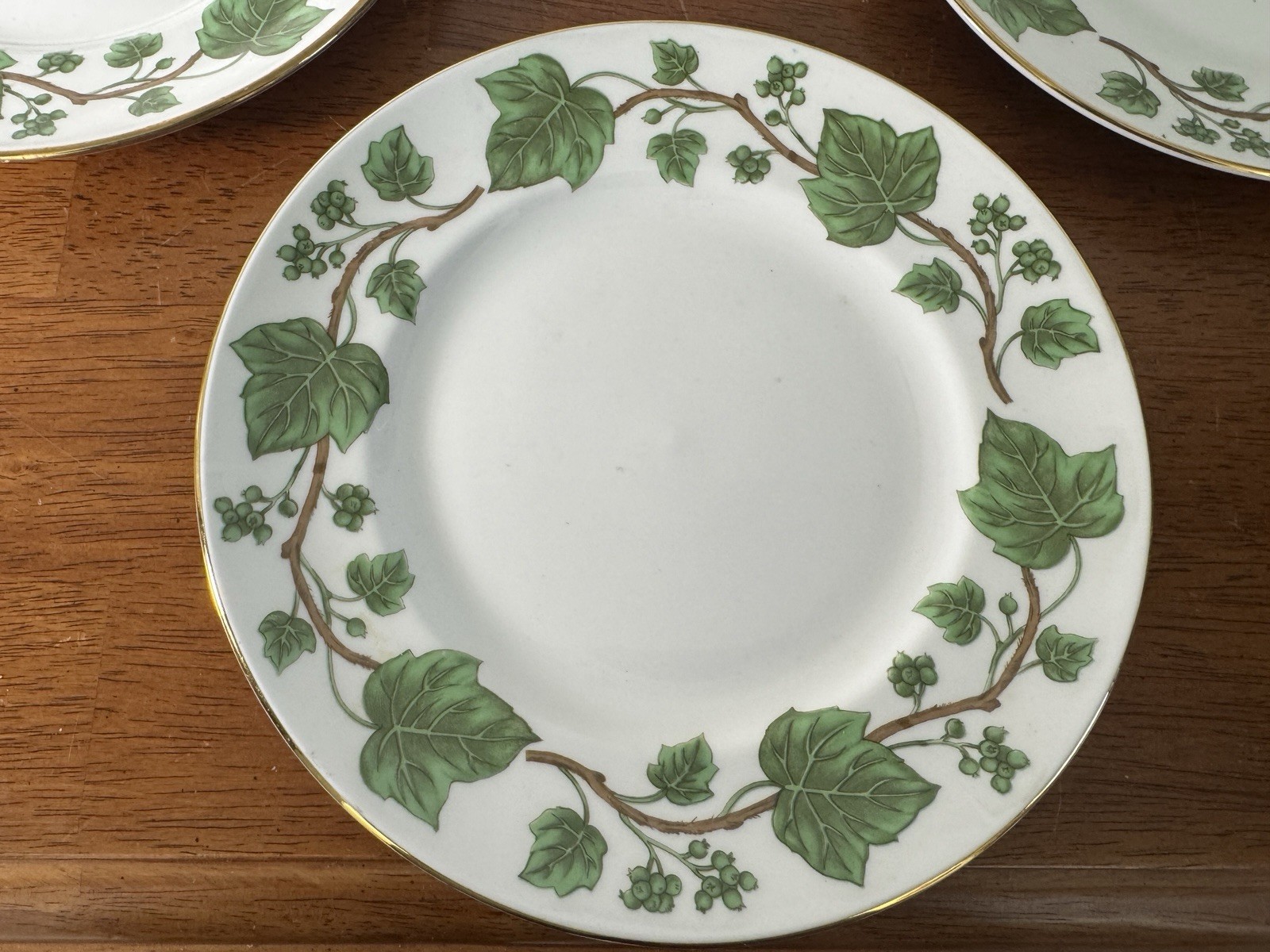 Vintage Crown Staffordshire Fine Bone China England Cup & Plates Green Ivy