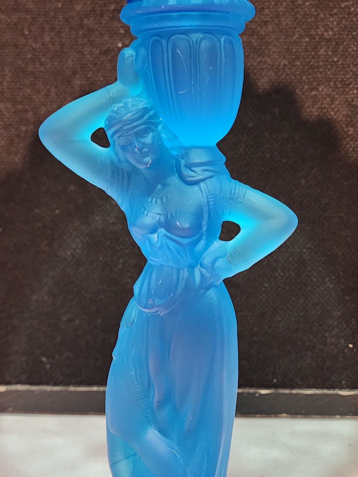 Vintage Fostoria Blue Glass Rebecca at The Well Large 13″ Centerpiece Bowl