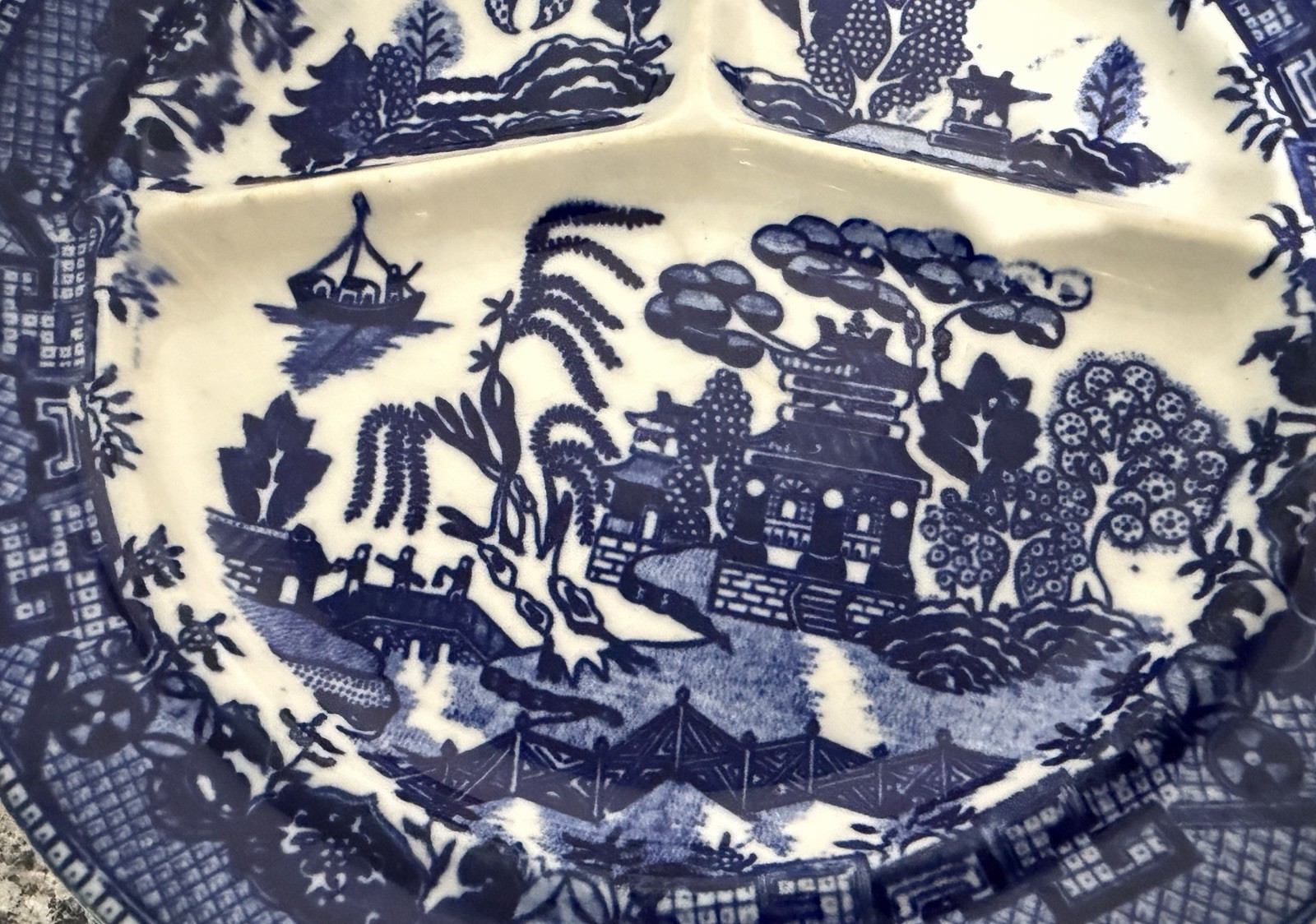 Vintage Blue & White Divided Plates Made in Japan Pre-Owned Qty: 8