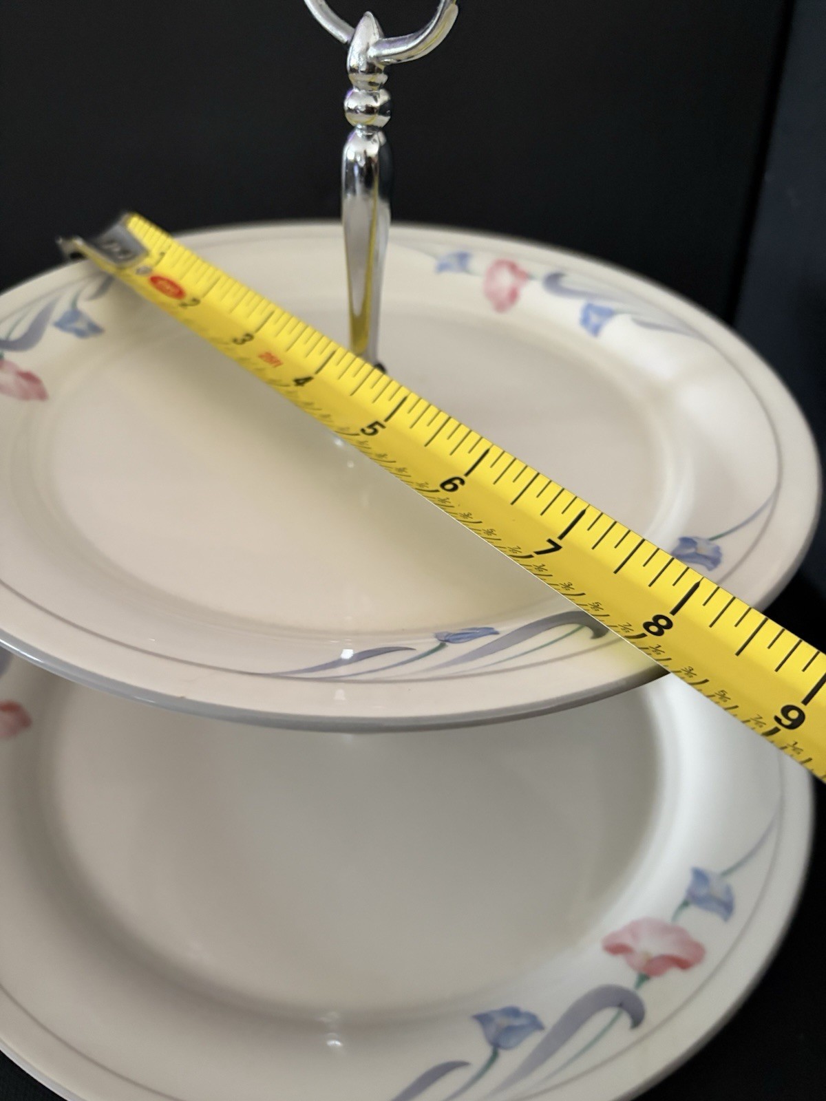 Lenox Glories on Grey 2 Tiered Tidbit/Dessert Tray