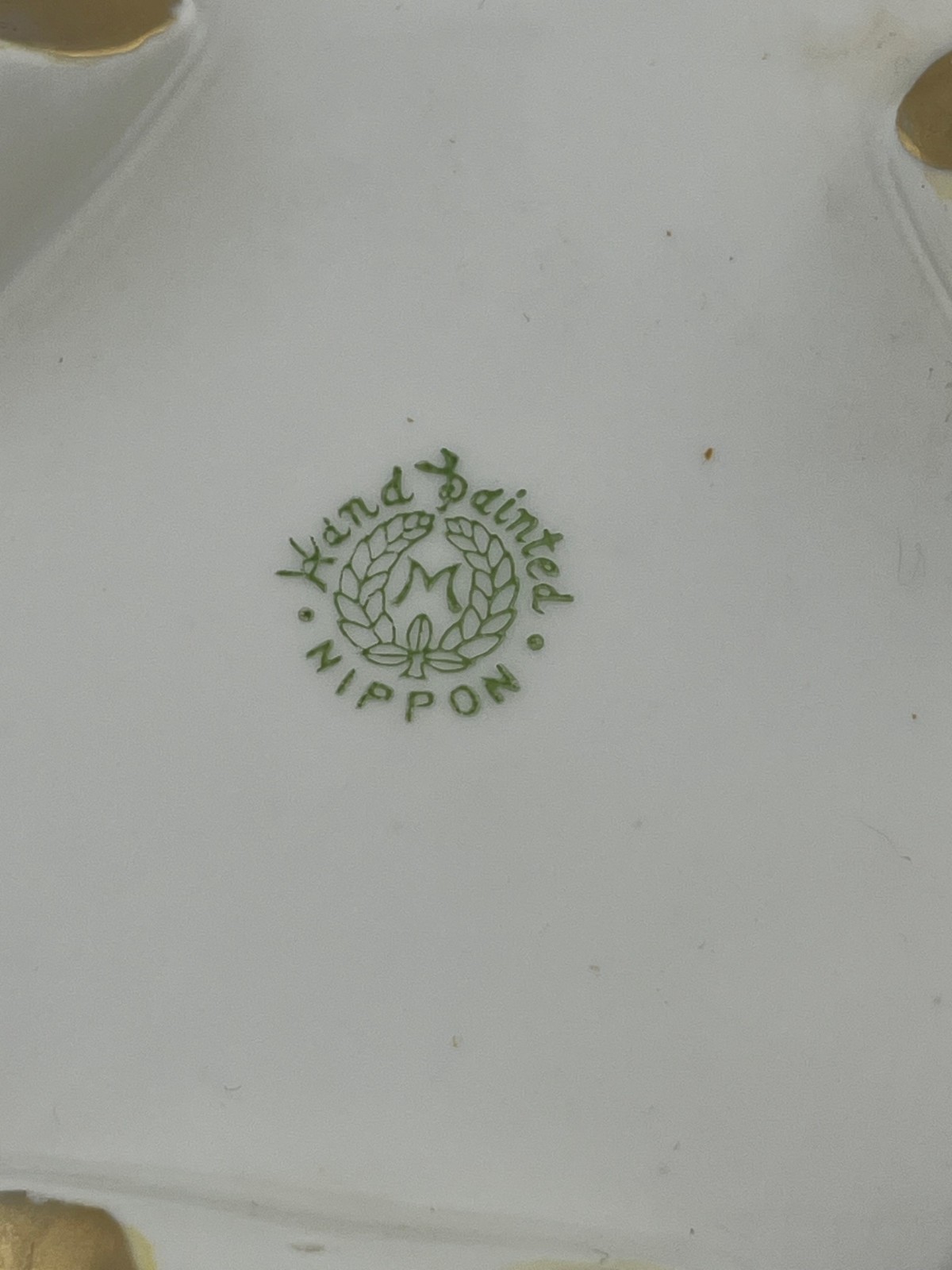 Antique Nippon Hand Painted Footed Bowl Floral Gold Trim Hexagon Pre-1921
