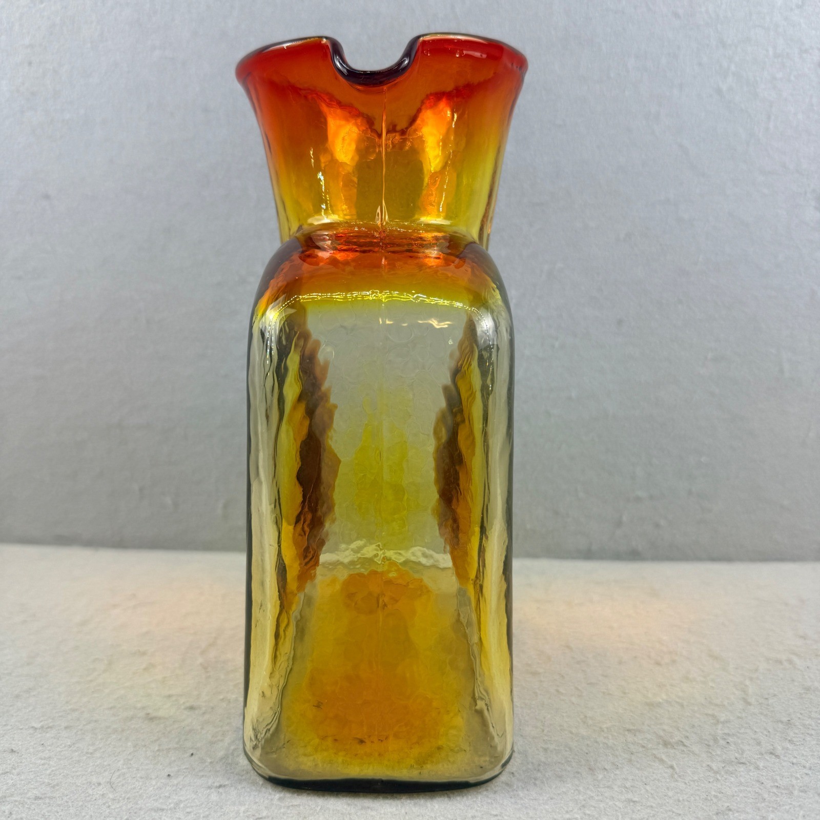 Blenko 384 Tangerine Orange Water Bottle Glass Pitcher MCM UV Glow