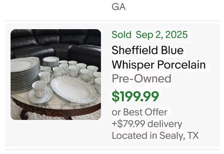 Vtg Sheffield BLUE WHISPER Porcelain Dinnerware Service for 4 Plates, Bowls NEW