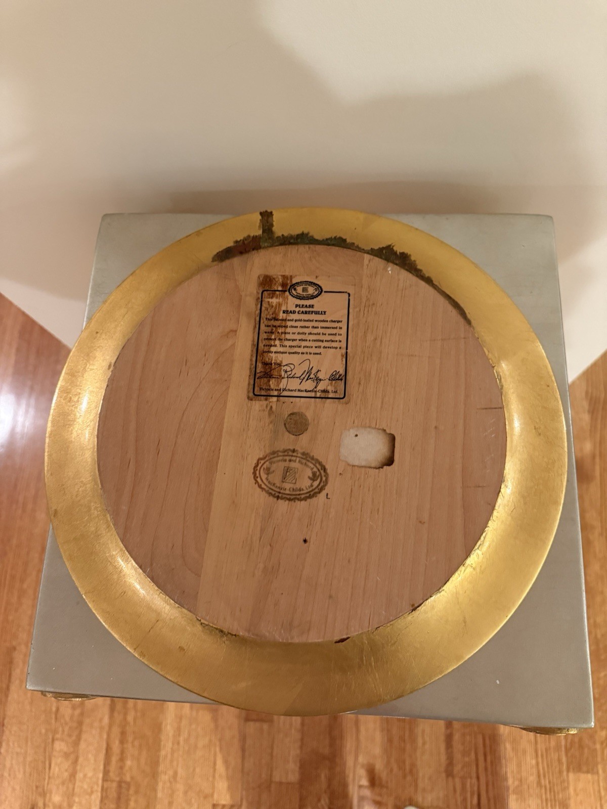 Mackenzie Childs Courtly Check Circus Glass Cake Dome and Wood Underplate