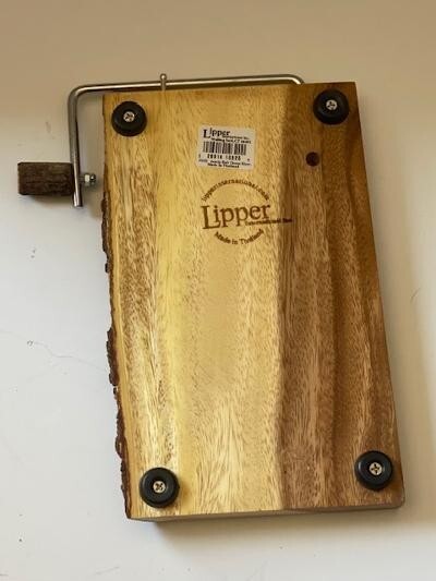 Lipper International Acacia Slab Cheese Wooden Slicer With Bark Trim & Handle