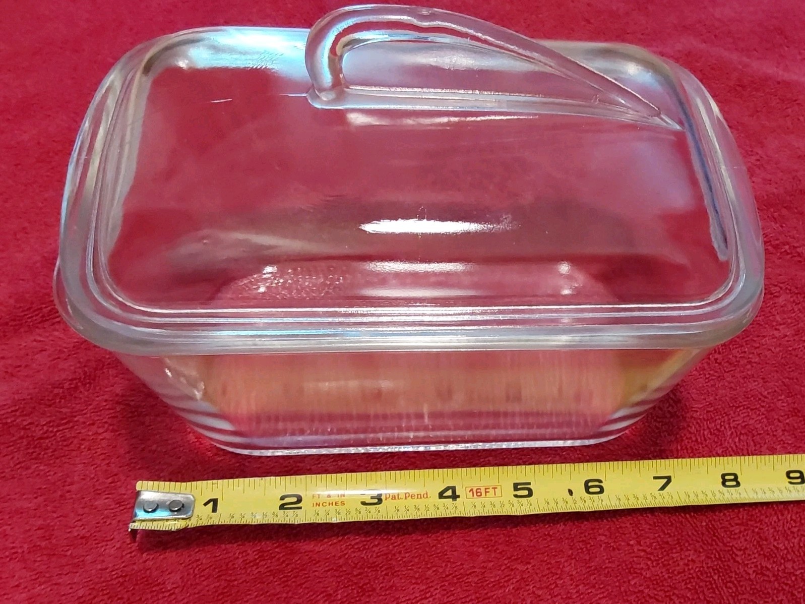 Vintage Clear Glasbake Art Deco Fin Lid Bread Casserole Lidded 1.5 Quart Dish