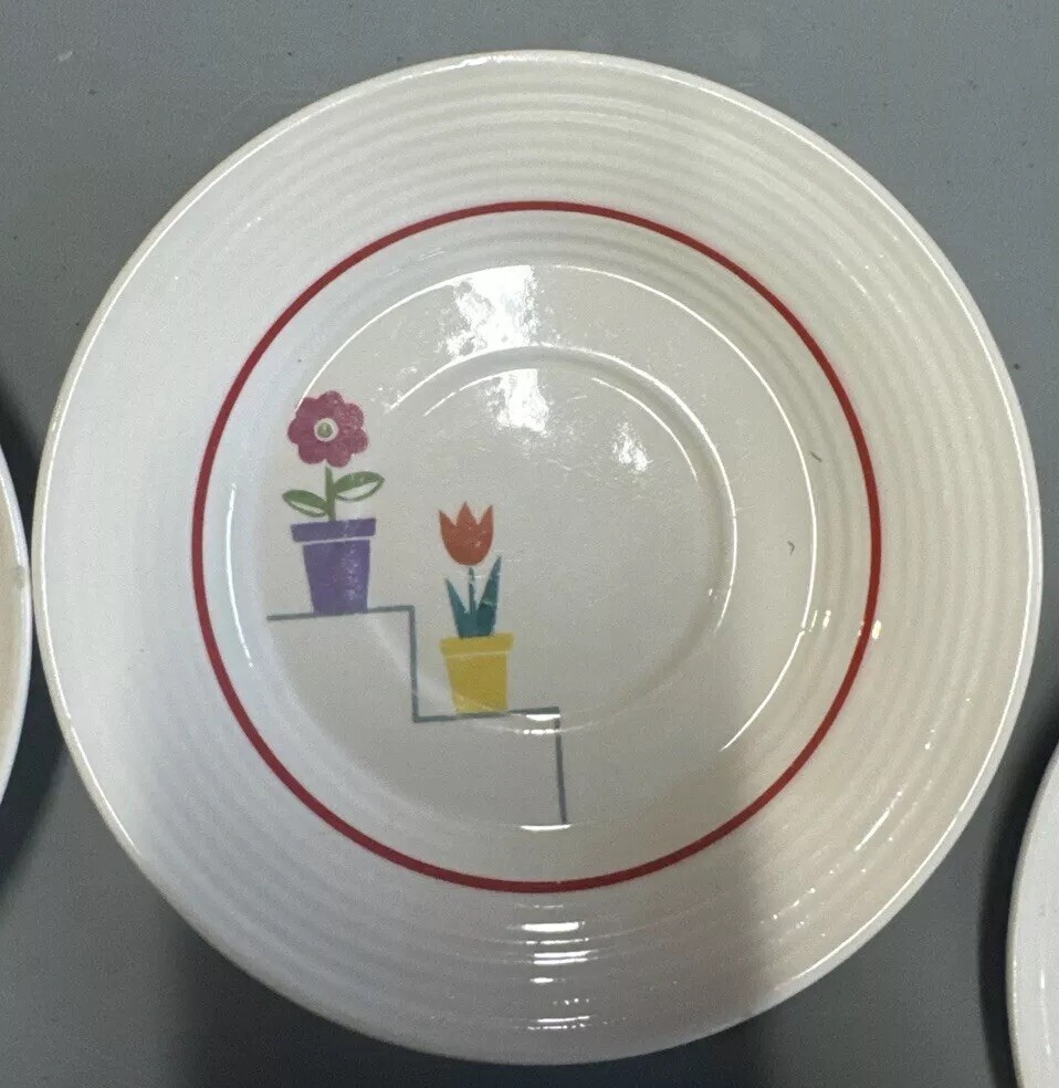 1940s LIMOGES Posey Shop Triumph Ceramic Tea Cup Plates (7)