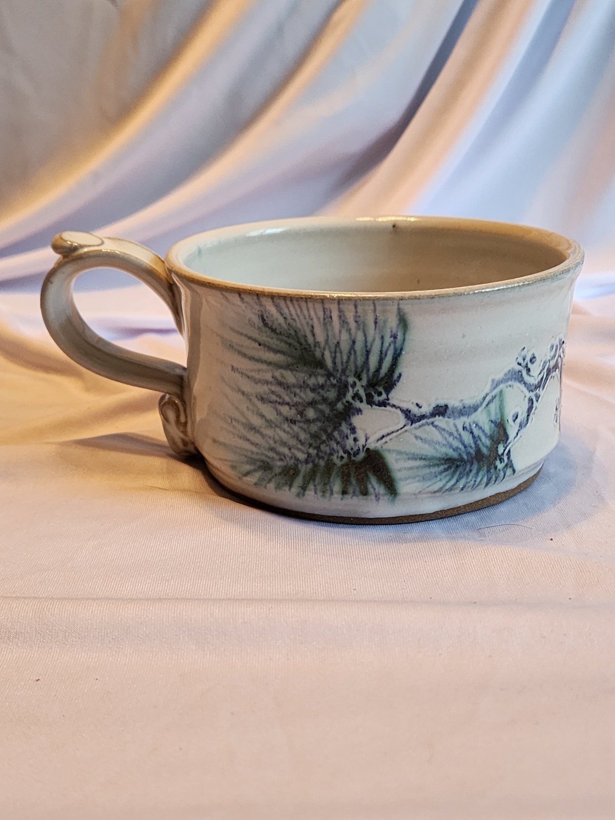 RARE David Hamilton Studio Pottery Pine Branch Needles Botanical Soup Bowl Mug