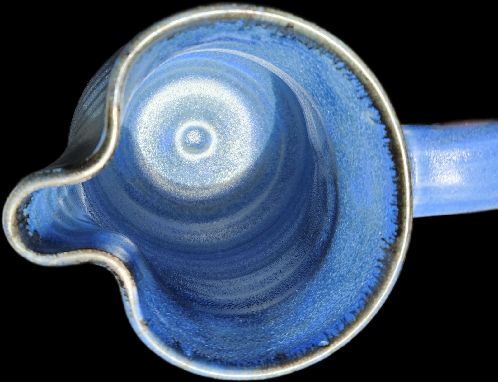 Signed Artisan Made Pottery Stoneware Small Pitcher/Creamer Blue Glaze Handmade
