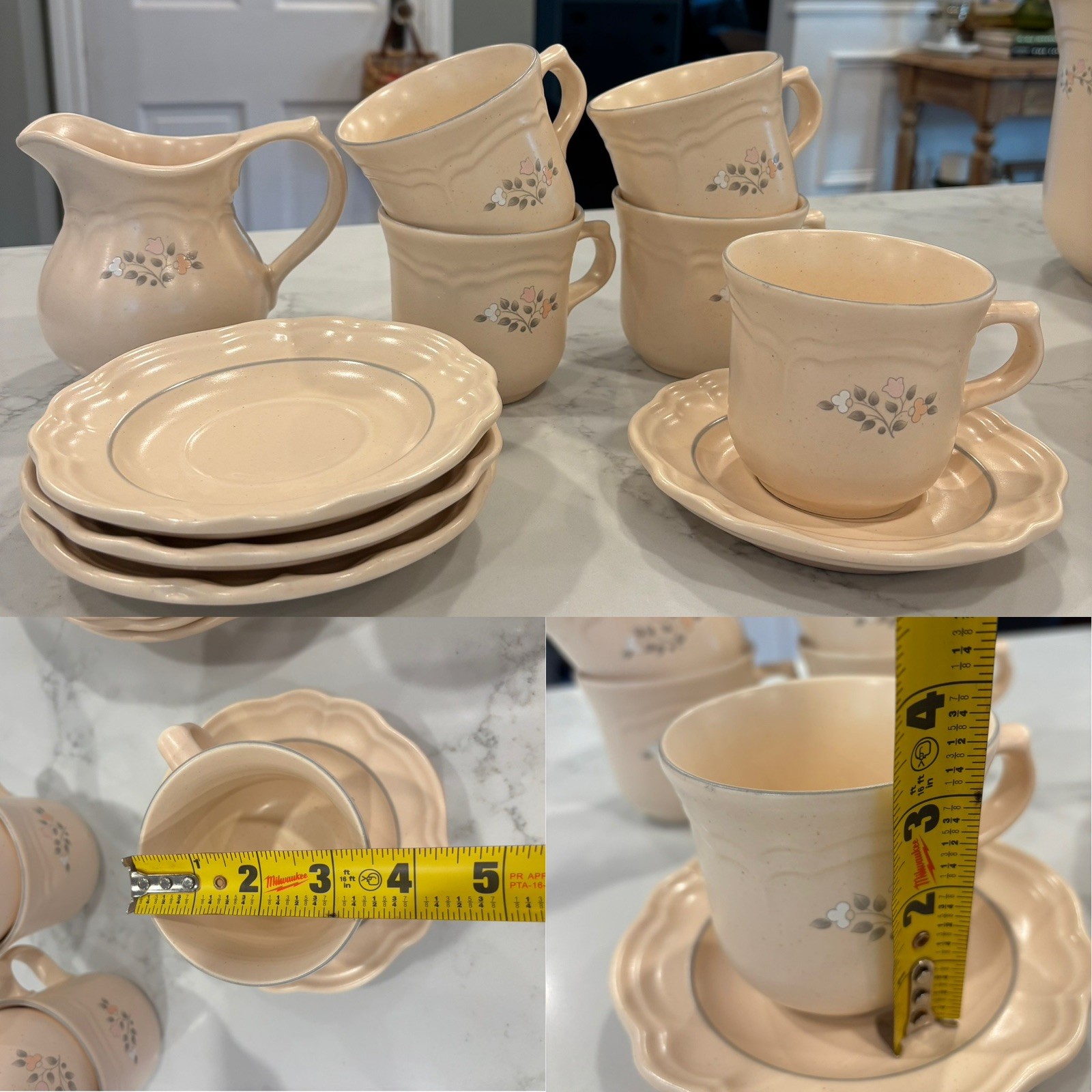 Pfaltzgraff Remembrance VINTAGE FLORAL DINNERWARE LOT CREAM IVORY PEACH PINK USA