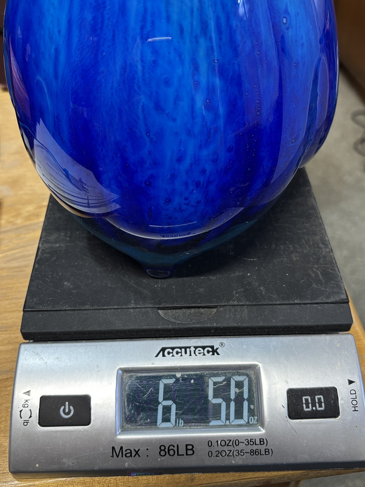 Hand Blown Murano 3 Sided Cased Cobalt Blue to Yellow Glass Pitcher