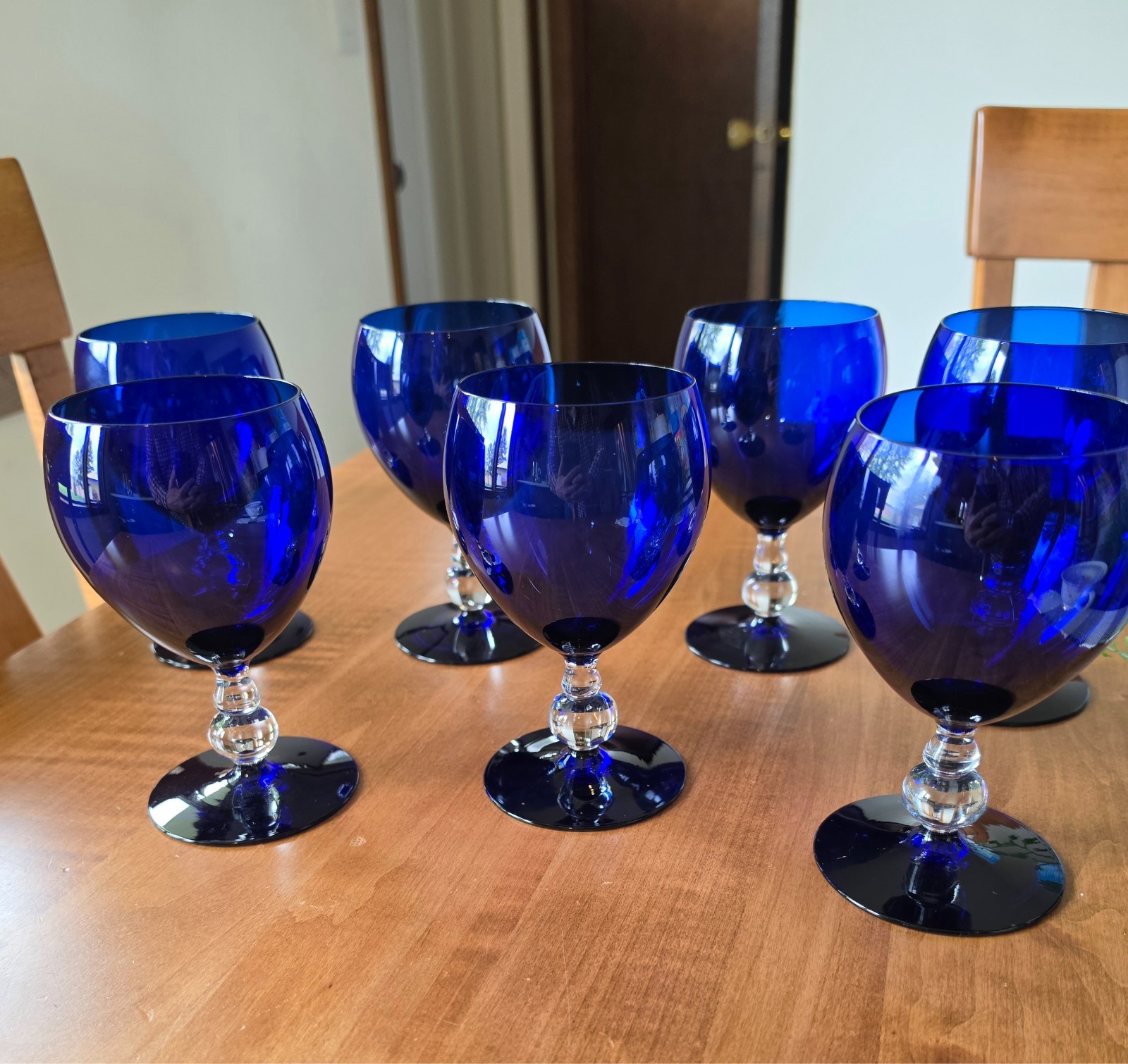 Bryce Glass cobalt blue wine or water goblet (7) mint cond