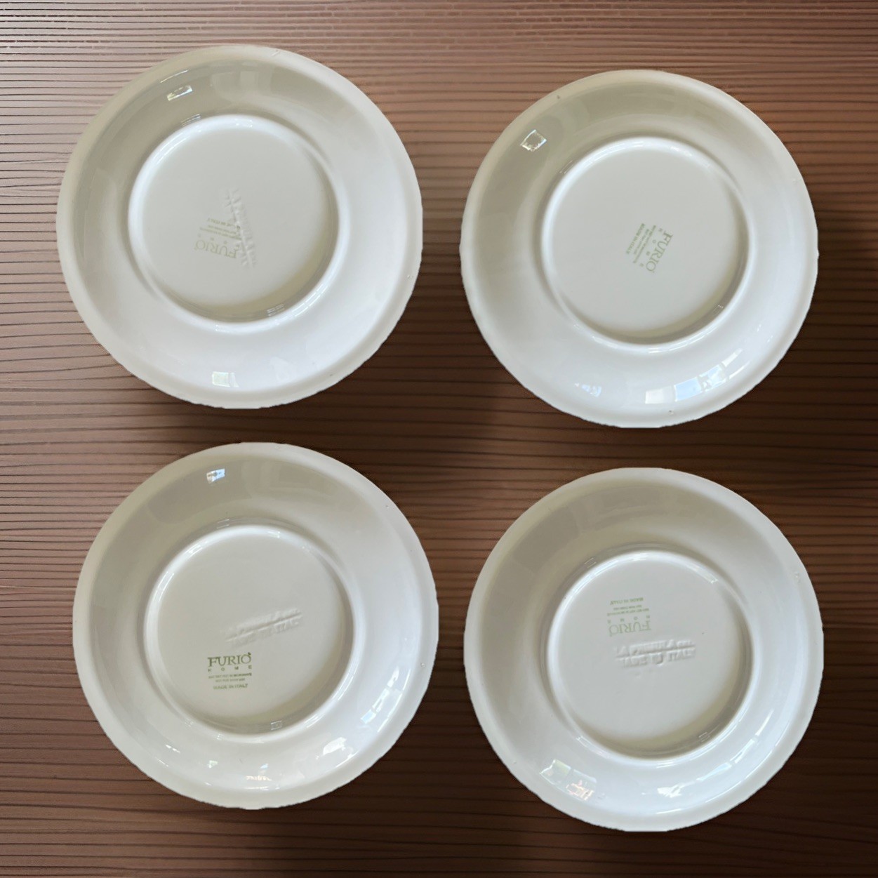 VTG Set/4 Furio Italian Stoneware Christmas Tree Dinner Plates 10.25” EUC