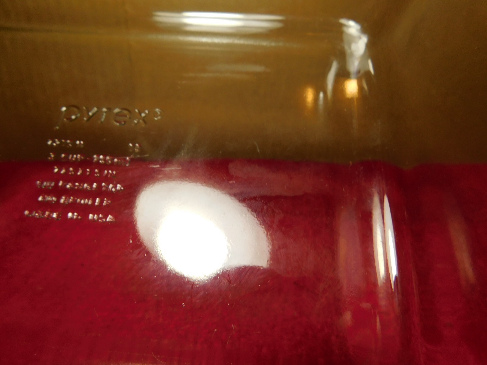 Pyrex~7210 H 3 Cup-750 ml. Clear Glass Rectangle 7 x 5 x 1 1/2″ Made In USA