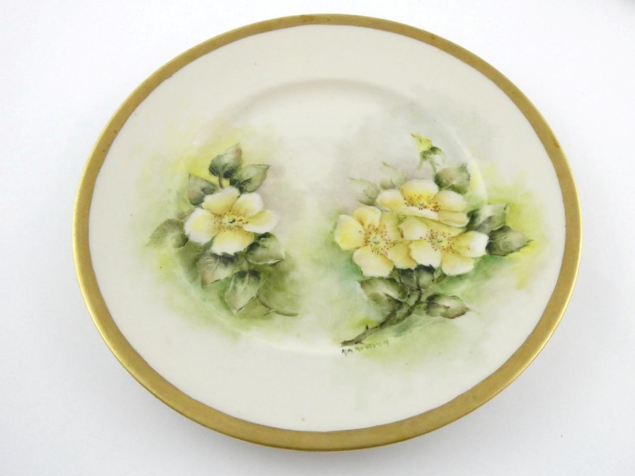 6 Hand Painted Vintage 1970s Porcelain Salad Plates Flowers Hydrangea Daisy VGC