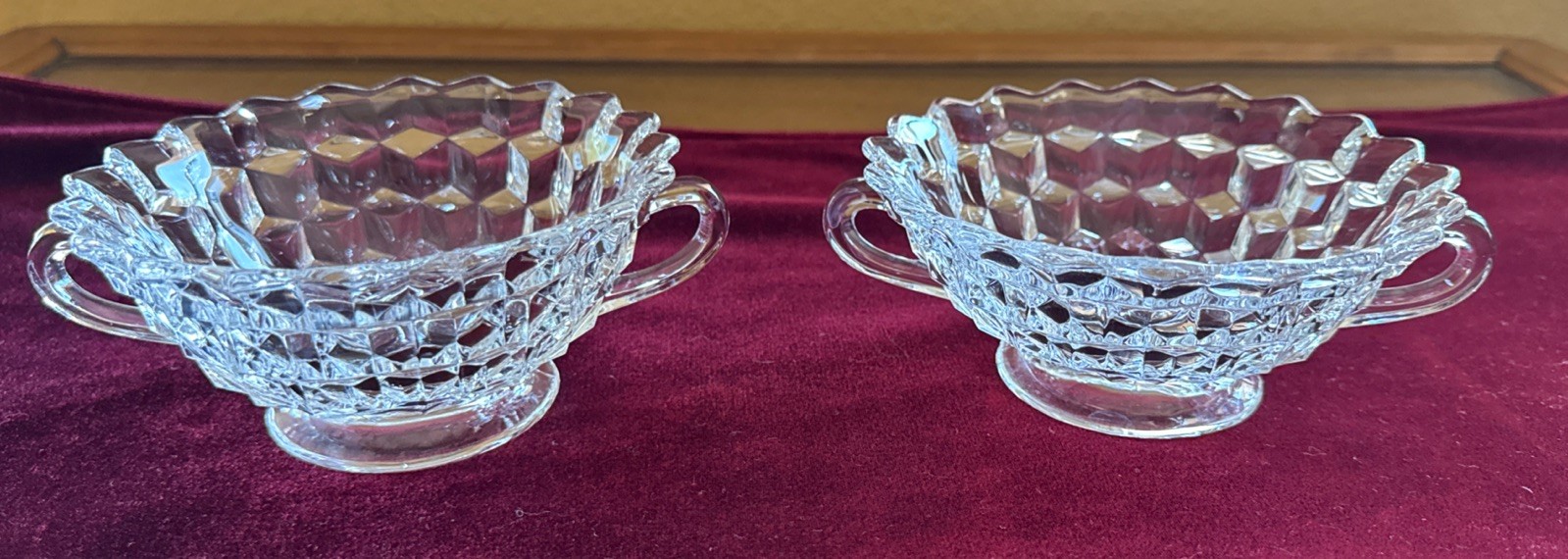 Set of 2 RARE Vintage Fostoria American Footed CREAM SOUP Bowl 4 7/8”