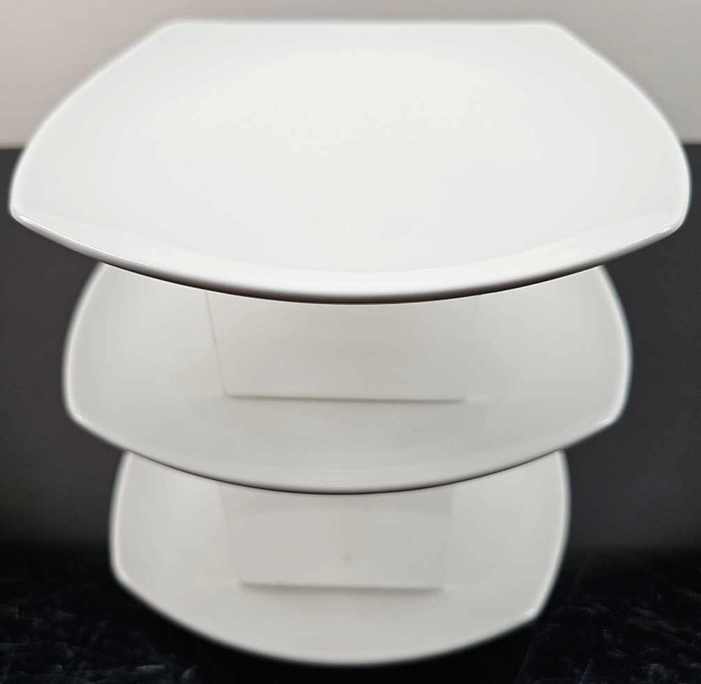 3 Churchill Recline Square Salad Plate Set White Elegant Serving Dining Dish Lot