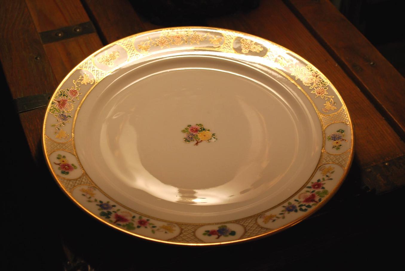 Vintage Noritake 12″ Plate Platter GOLD MORIAGE BEADING Hand Painted Nippon ‘M’