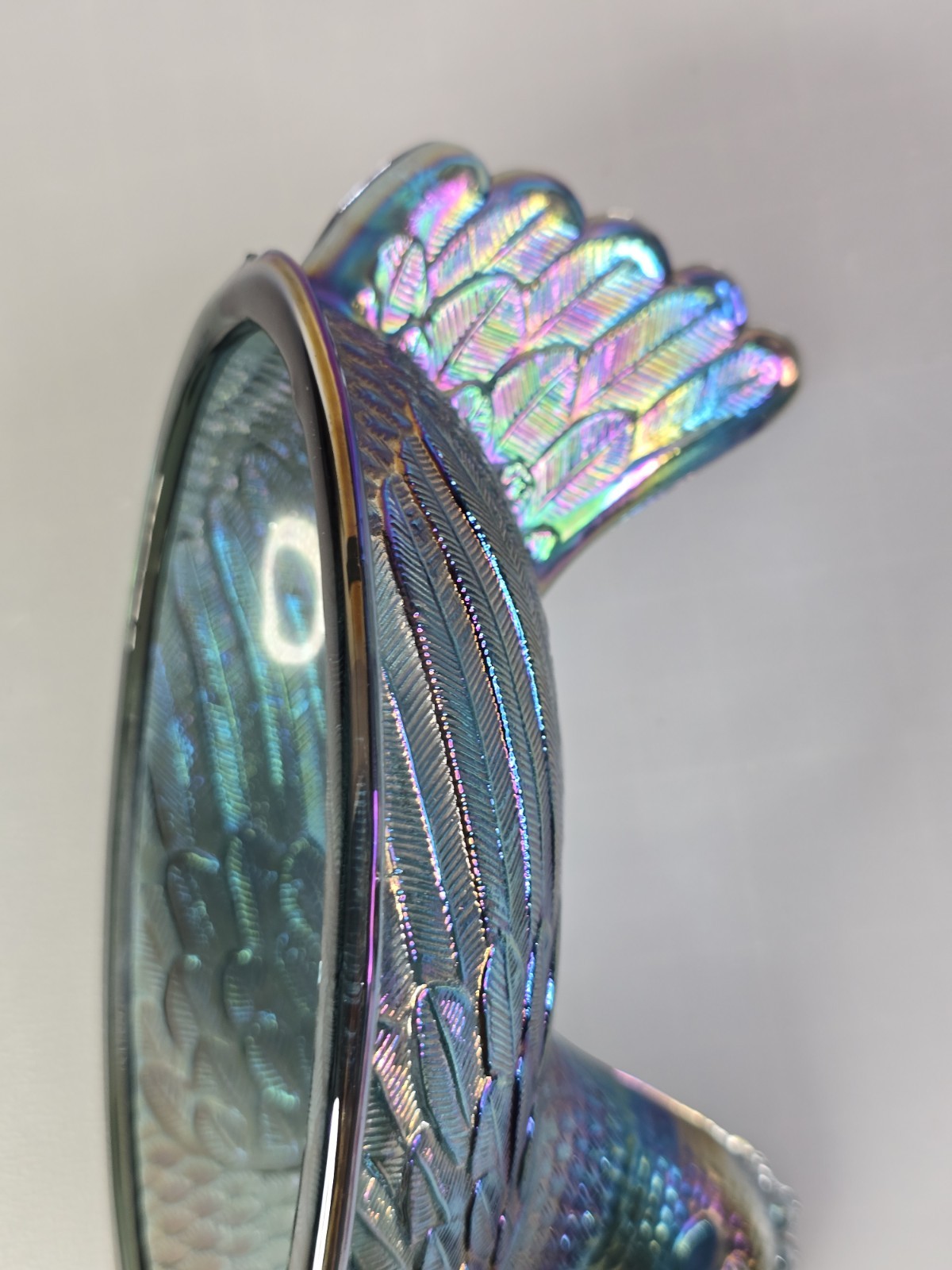 VTG Indiana Glass Iridescent Carnival Blue Hen On Nest Covered Candy Dish 7″ !!!