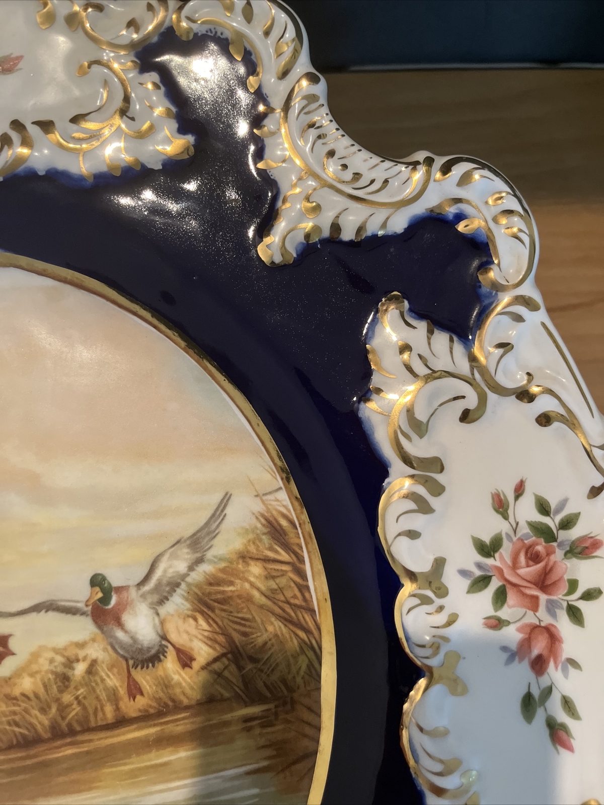 Racater Wall Plate Geese Ducks Fancy Edge Made In Spain Vintage MCM 13” READ