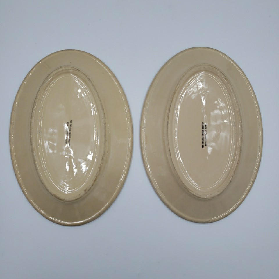 Clarks Store Fixture Co Wellsville China Oval Plate Platter 2PC Flint Michigan