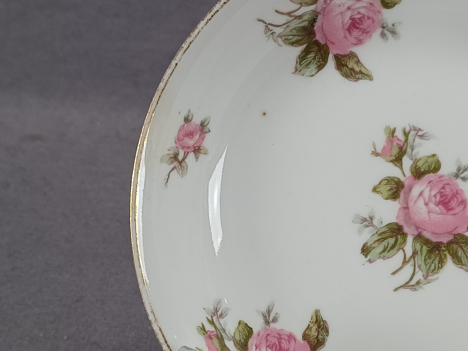 Set of 6 Limoges Pink Roses & Gold 5 1/8 Inch Dessert Bowls Circa 1900-1941