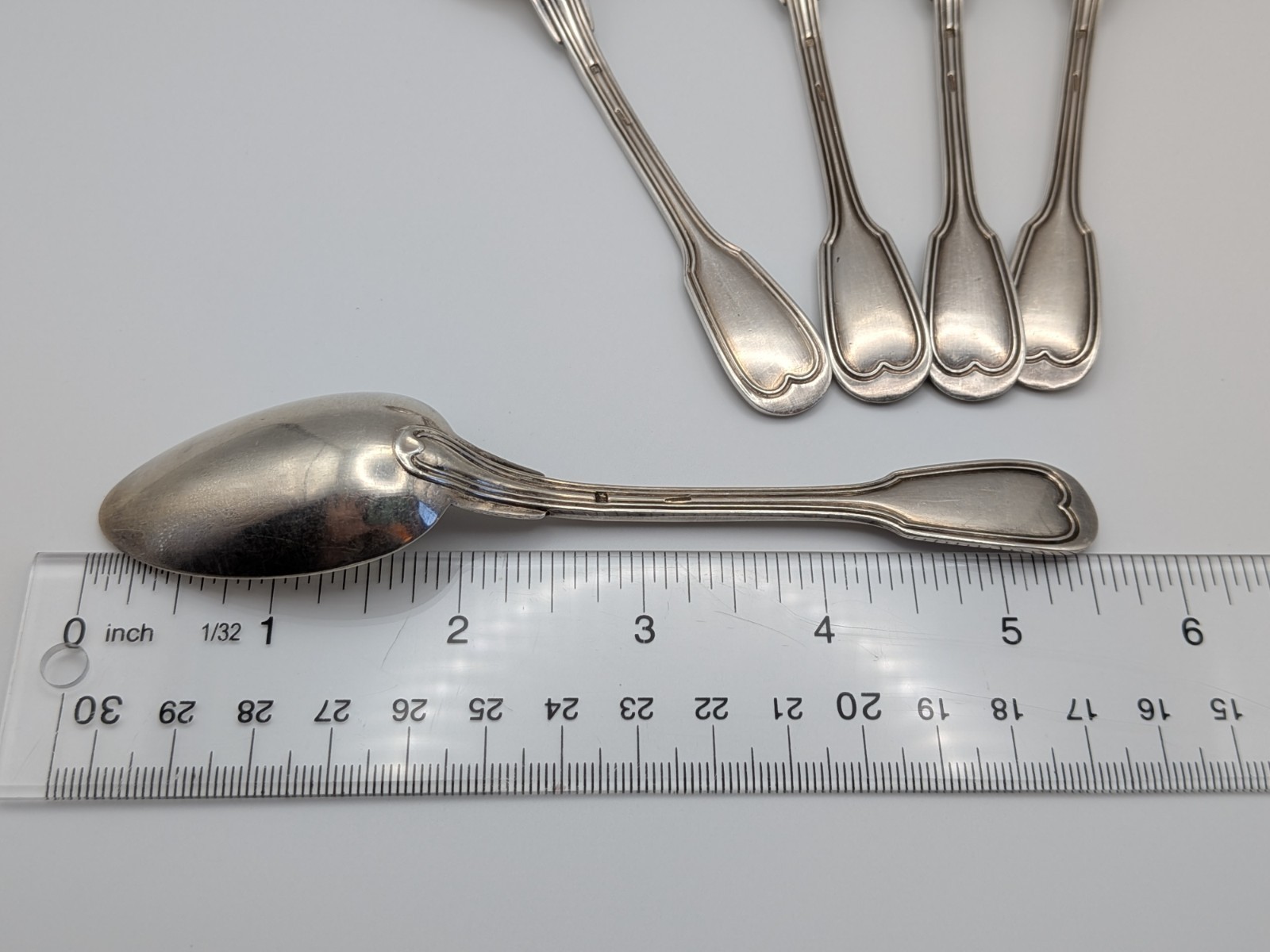 5 Christofle Chinon Pattern Silverplated Teaspoons Dessert Coffee 5 1/2 Inches