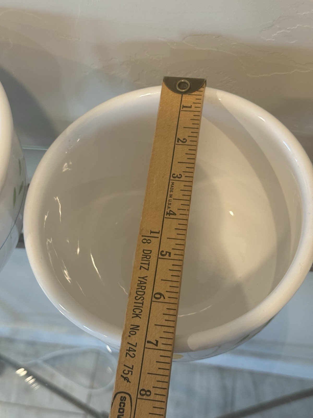 Vintage Italy Nesting Ceramic Mixing Bowl Set 3pc Floral Blue Line Stoneware Pot