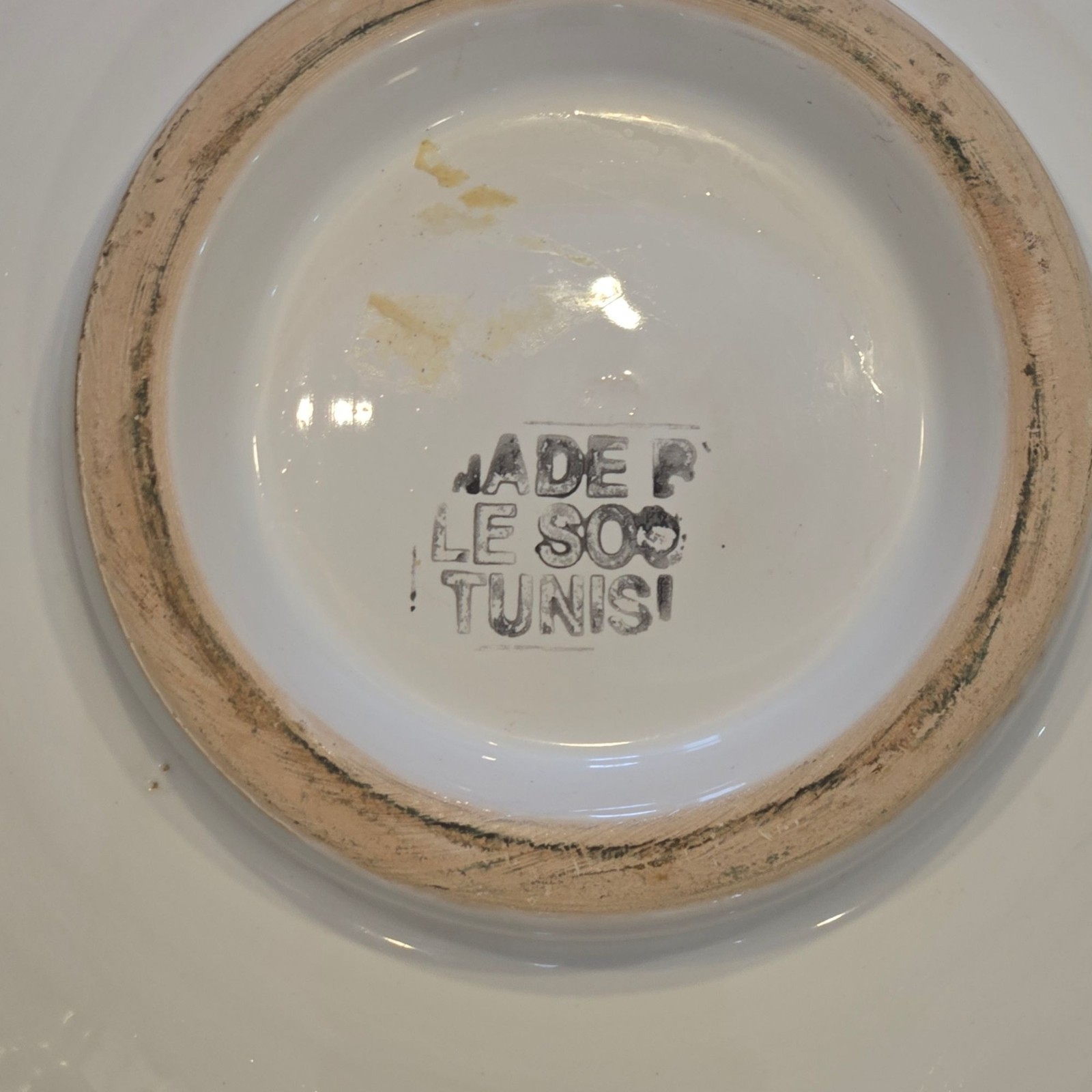 Vintage Le Souk Ceramique Tunisian Hand-Painted Pottery Bowl Blue Grapes Leaves