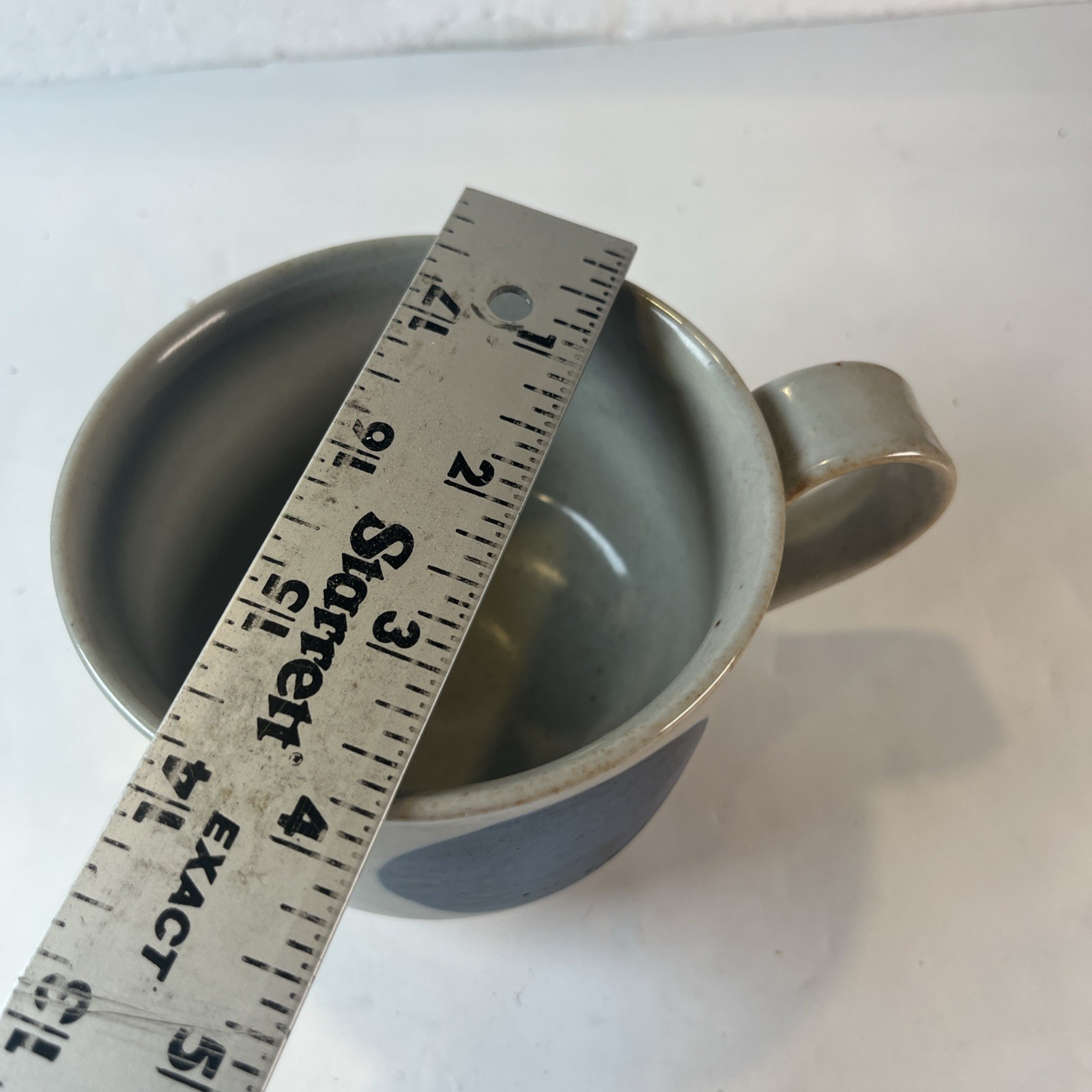 Mid Century Modern Studio Pottery Cup Blue Dot Stoneware Mug USA