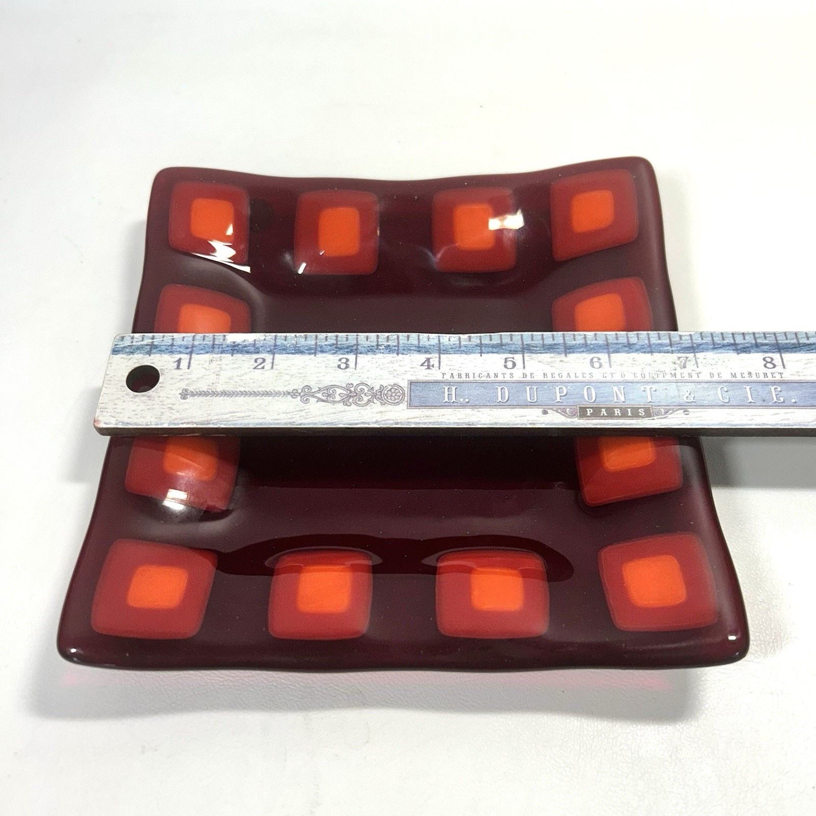 Higgins Style Fused Art Glass Plate Signed by MO Artisan Contemporary Art MINT