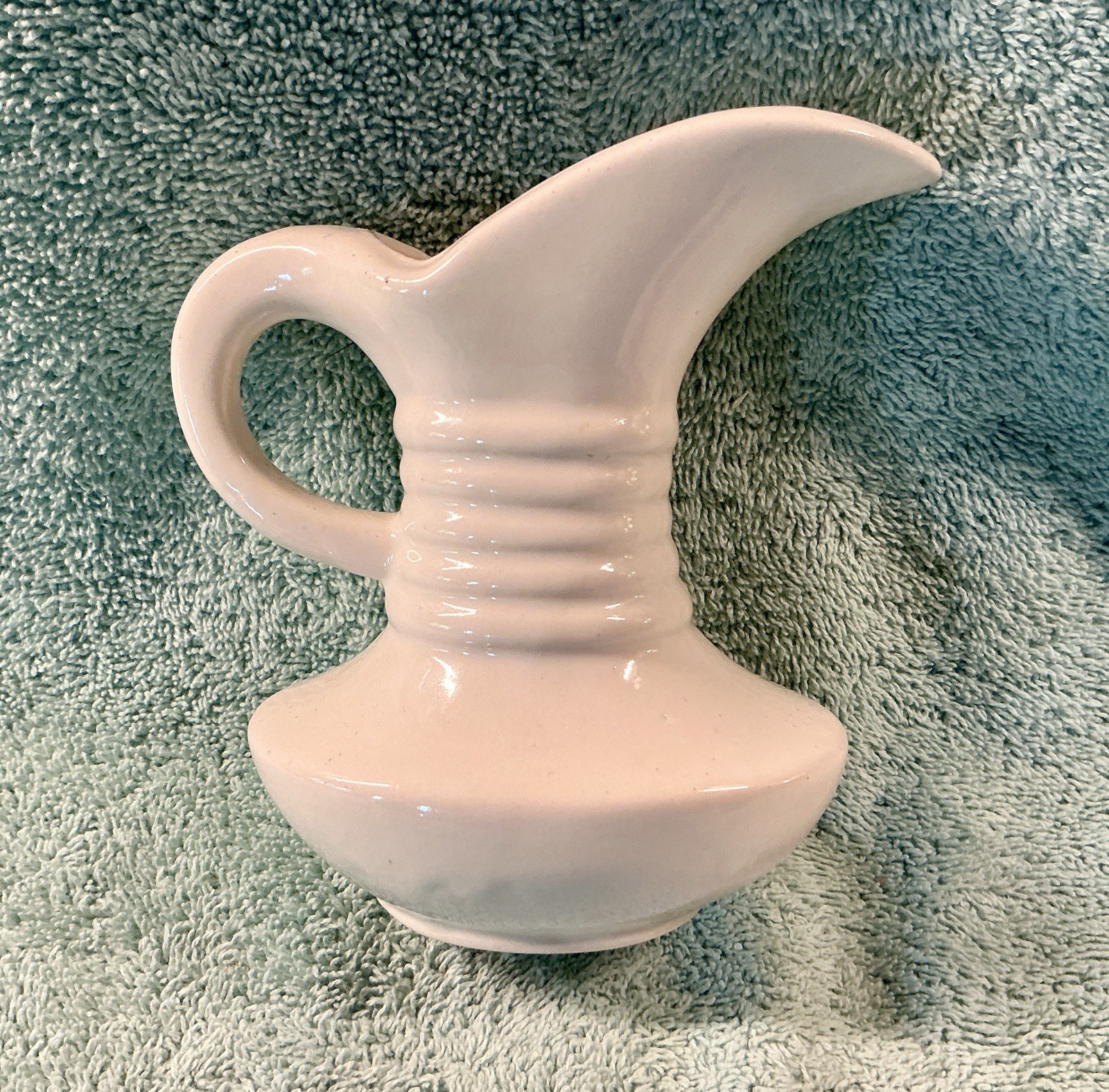 MCM White Ring-Neck Ewer Pitcher Art Pottery – 5 Inches Tall