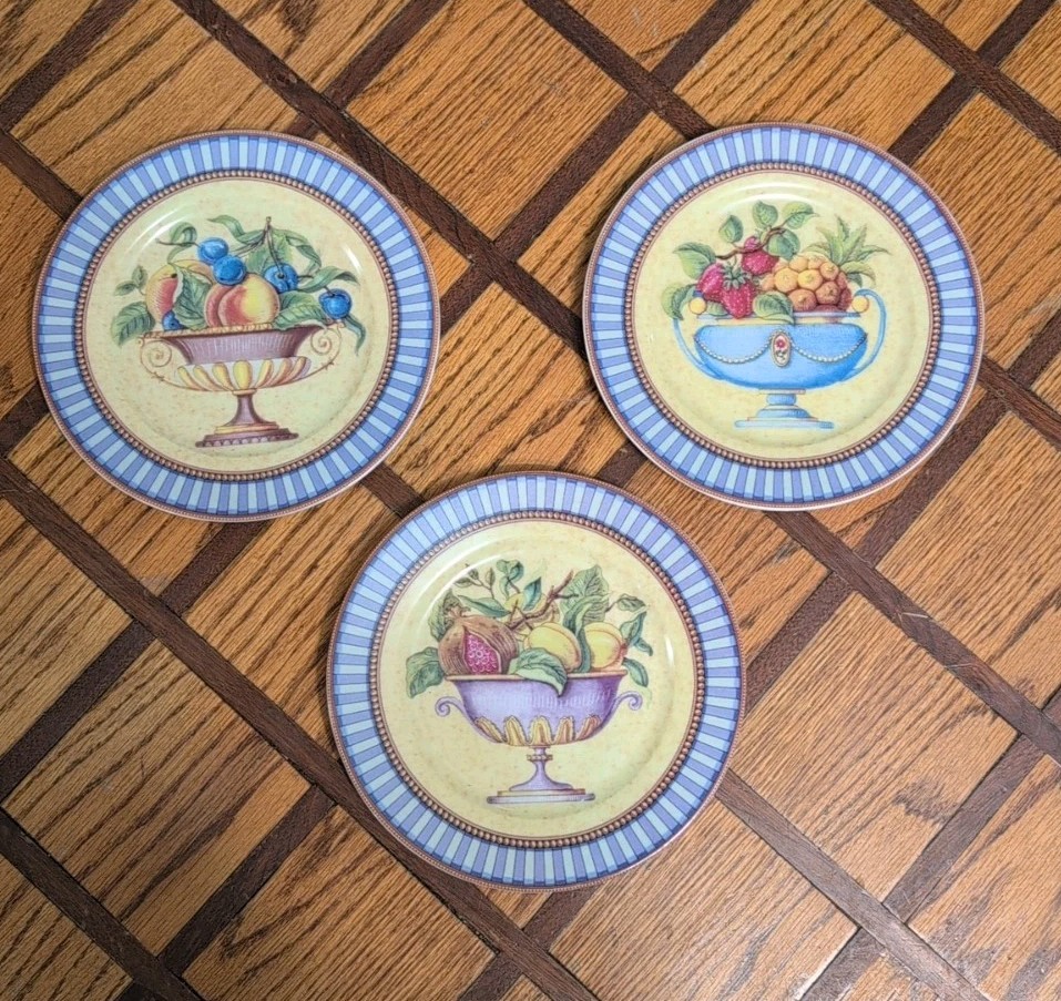 Set Of 3 Porcelain Limoges Godinger 1855 7.75” plate Apricot Strawberry