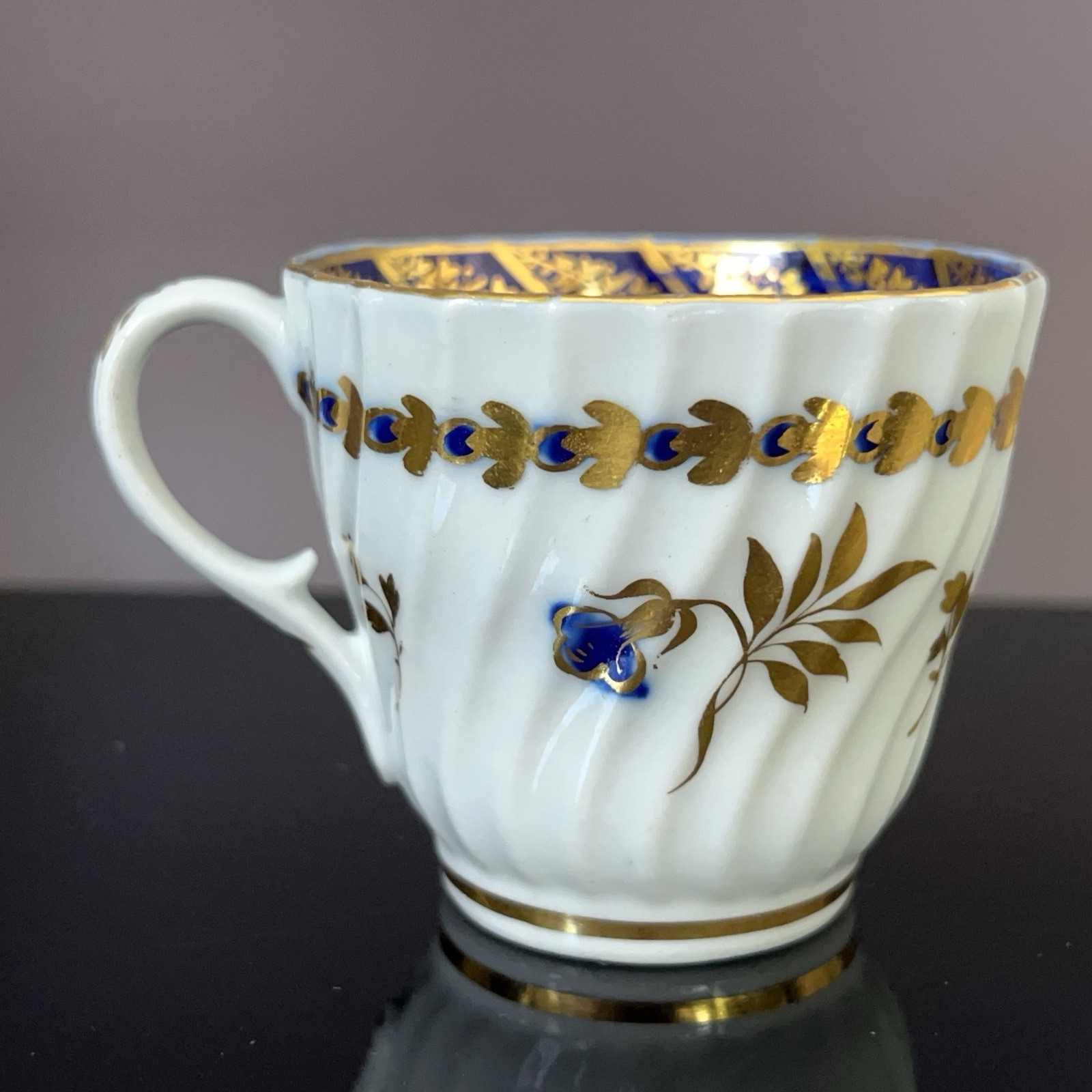 Antique Early Coalport Cup Saucer John Rose Period C1790s England Porcelain Gilt