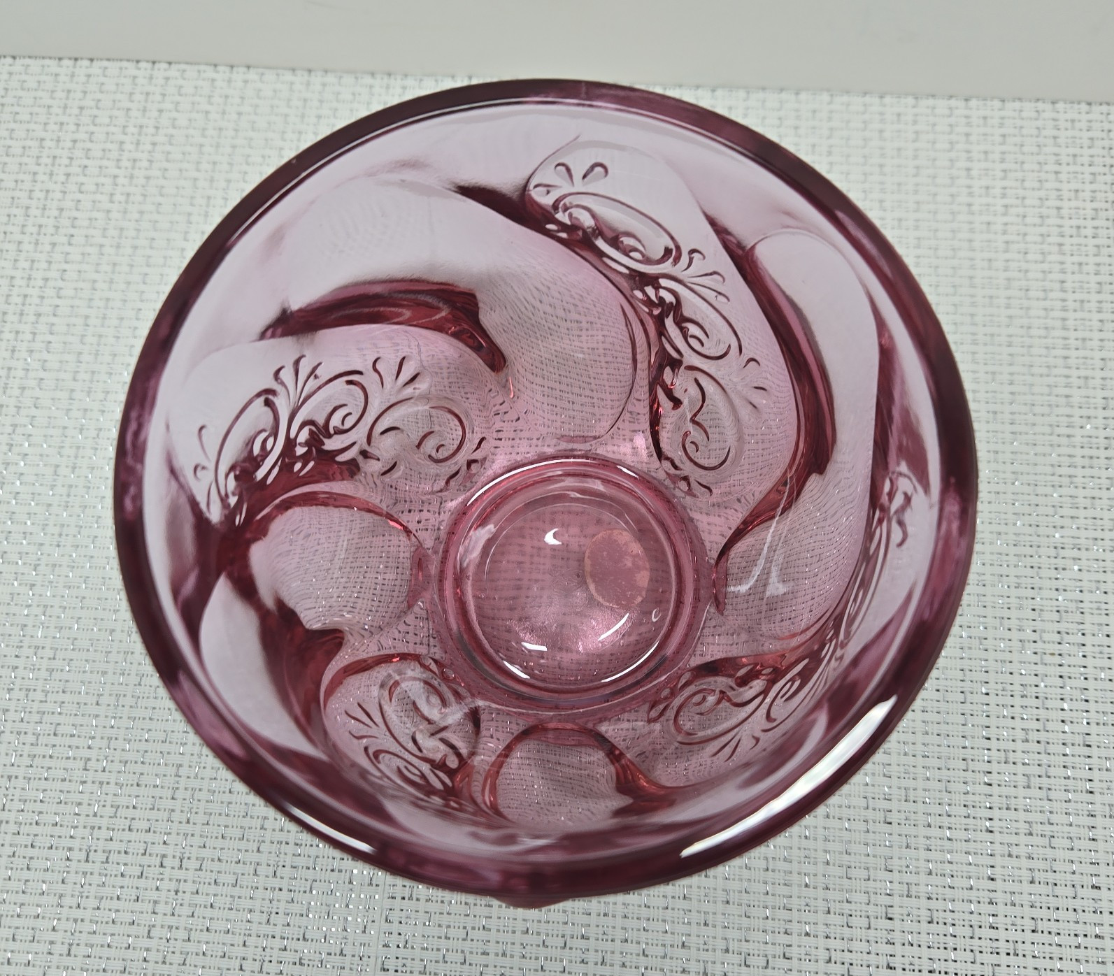 Vintage Fenton Pink Dusty Rose Paisley Swirl Candy Dish w/Lid & Sticker EUC 7.5″