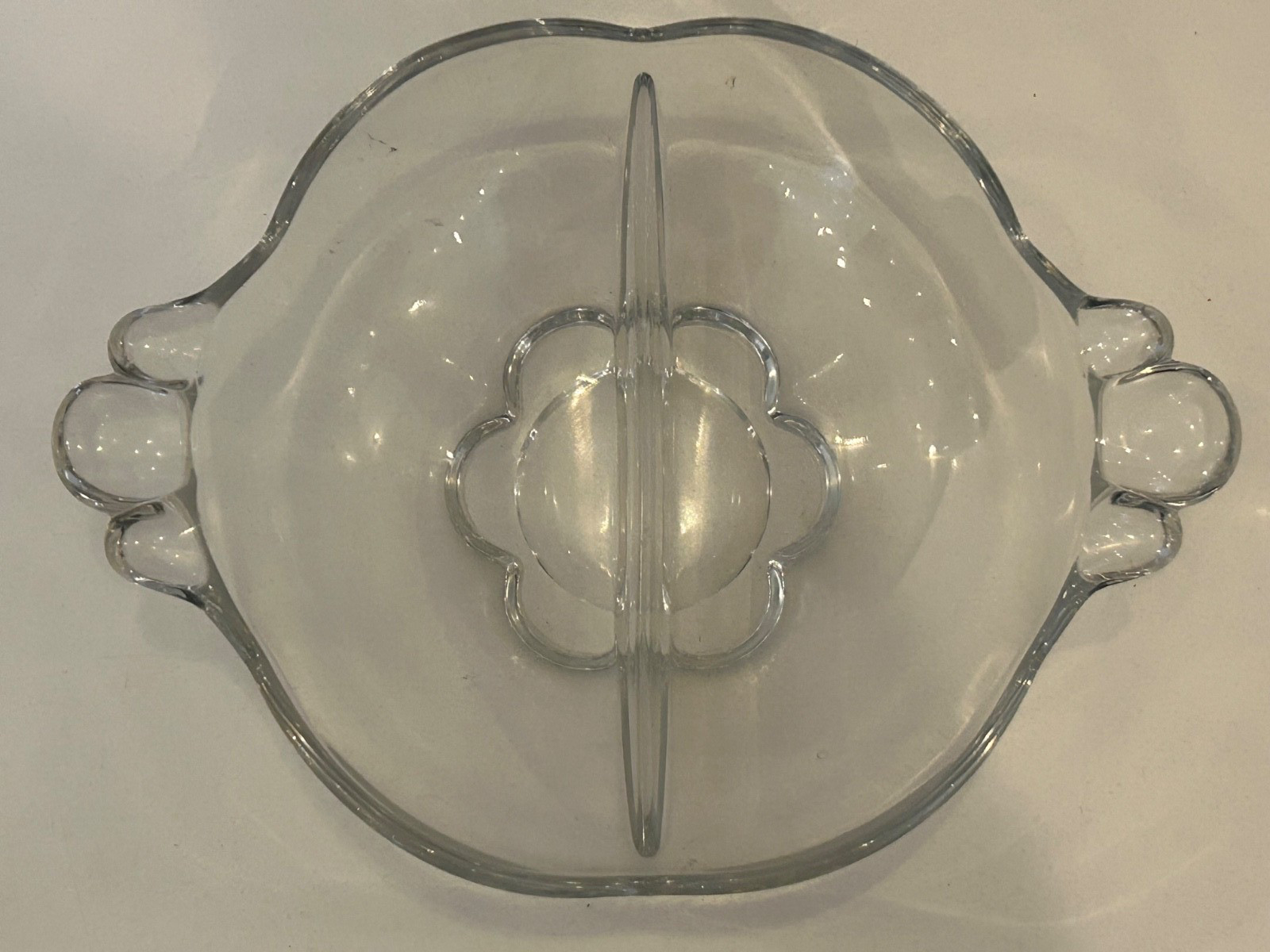 Duncan Miller Divided Clear Glass Relish/Candy/Trinket Tray