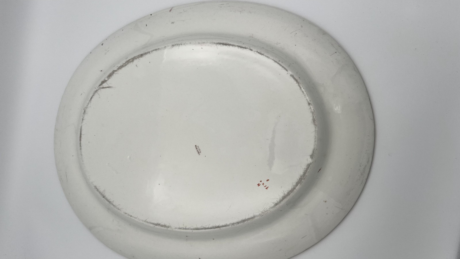 Antique Cauldon England Blue White Transferware Platter 17″ Gilt Rim