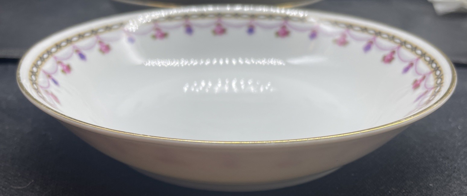 Heinrich & Co. 6 “Palace” 5 1/4″ Berry Bowls Selb Bavaria Pink Purple Swags