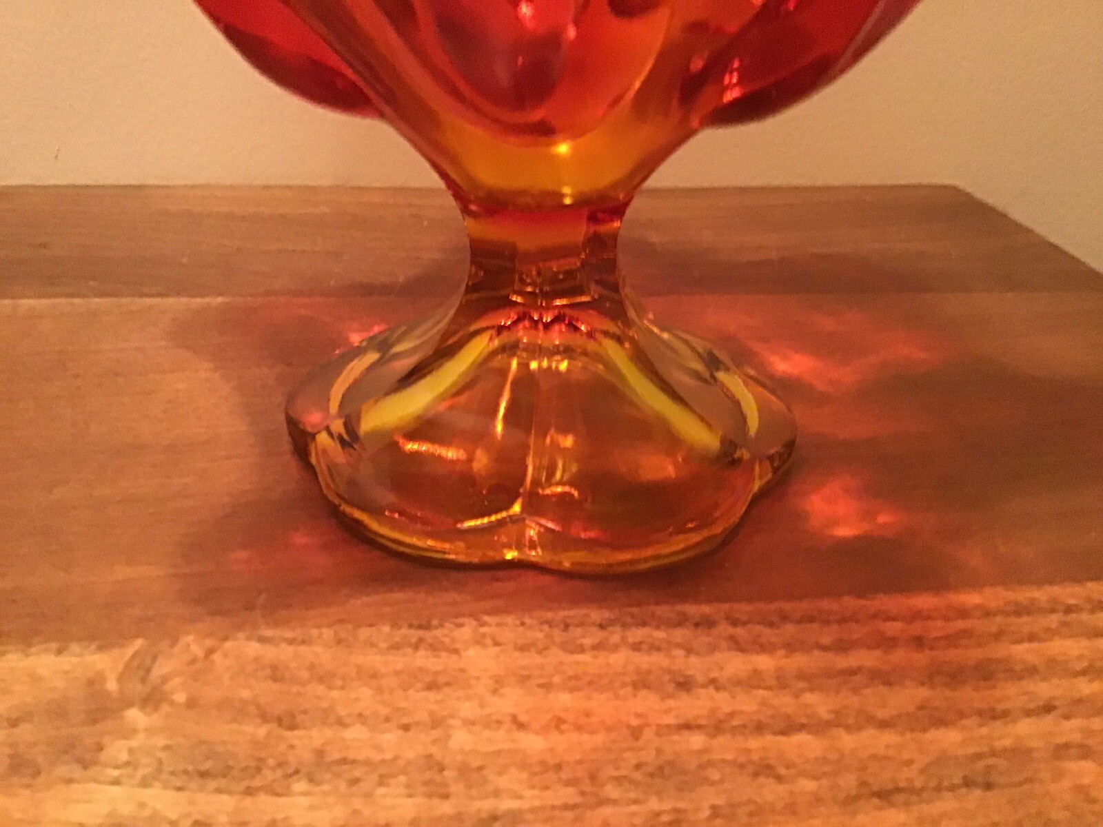 Beautiful Vintage Ruby Amberina 7” Pedestal Bowl Candy Dish Compote