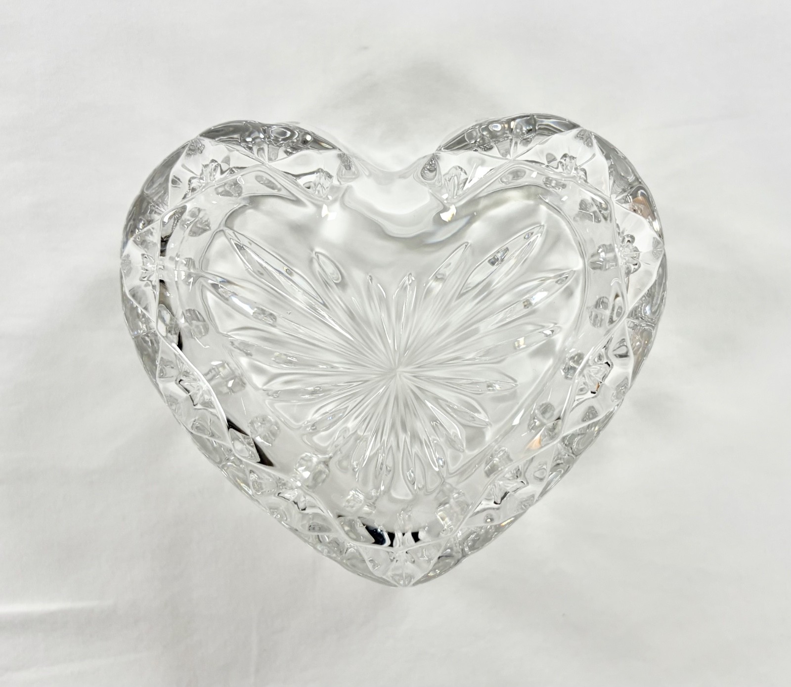 Vintage 1992 FTD Crystal Heart Bowl Lead Glass Valentine Candy Dish Trinket Dish