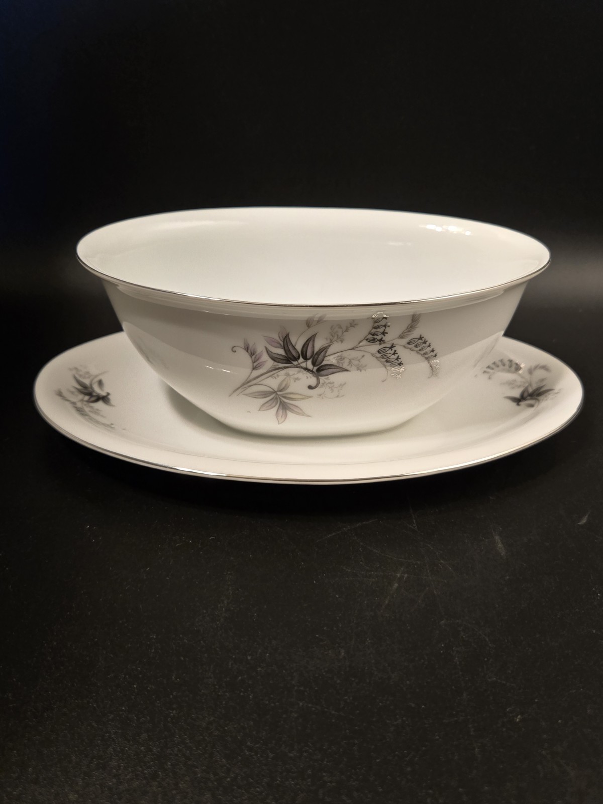 Seyei Gravy Boat 510 Attatched Underplate Platinum Trim MCM EUC