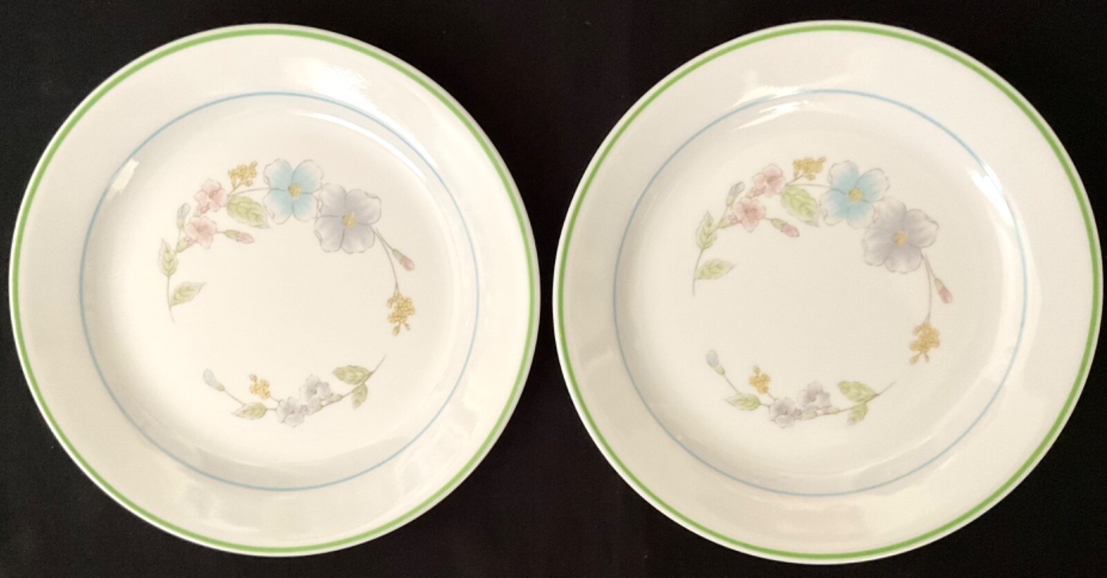 VINTAGE CORELLE ‘PASTEL BOUQUET’ 4~7.25” SALAD PLATES 1985~88 ‘OCCASIONS LINE’