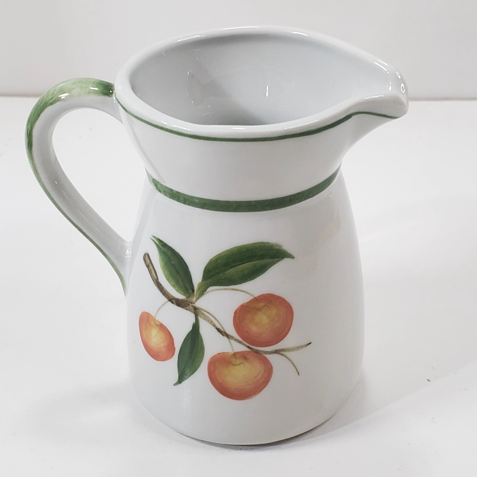 Vintage Andrea By Sadek Hand Painted Creamer With Cherries Fruit and Leaves
